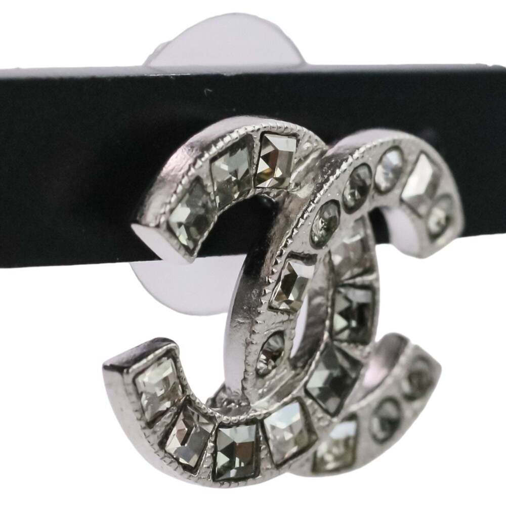 CHANEL Authentic Silver Logo Earrings - Picture 4 of 15